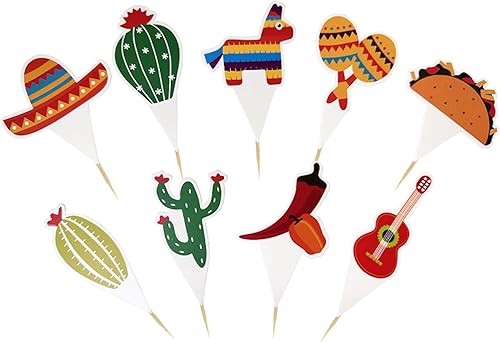 Miniatura 2 de 45 piezas de decoración temática mexicana para cupcakes temática mexicana para fiesta de cinco de mayo, cumpleaños, boda, baby shower, fiesta