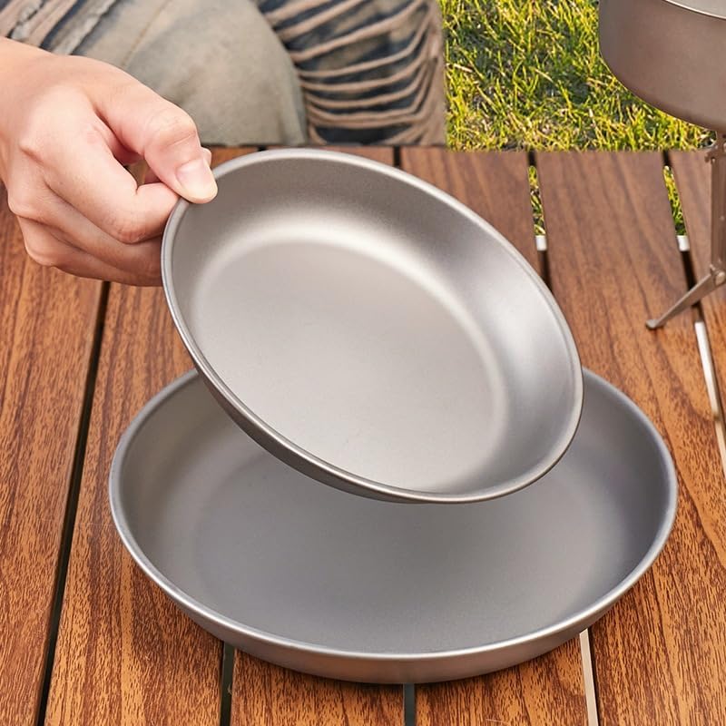 1PC Pure Titanium Plate, Ultra-Light Portable Tableware Suitable for Outdoor Camping Or Home Use