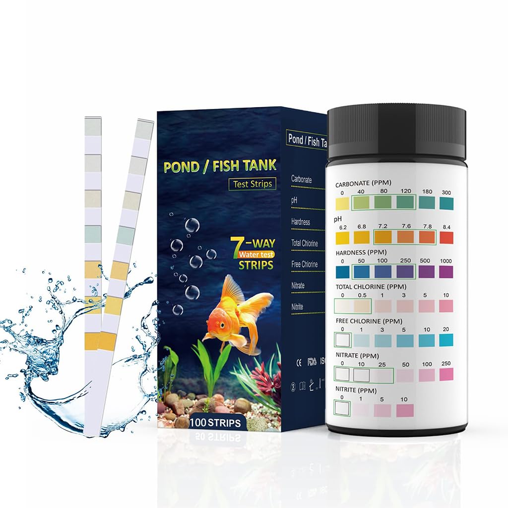 Qpets® PH Water Testing Strips, 7 in 1 Water Quality Test Strips Aquarium Freshwater & Saltwater for Carbonate, pH, Hardness, Chlorine, Nitrate, etc (100 Count)-image-39