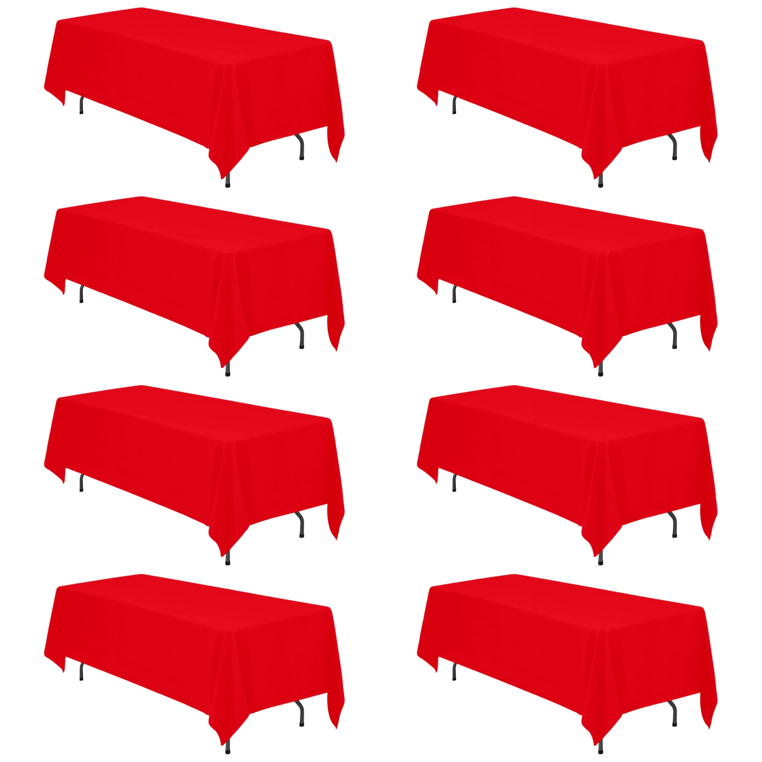 BRILLMAX 8 Pack Red Tablecloths 70x120 Inch for 6-8ft Rectangle Tables