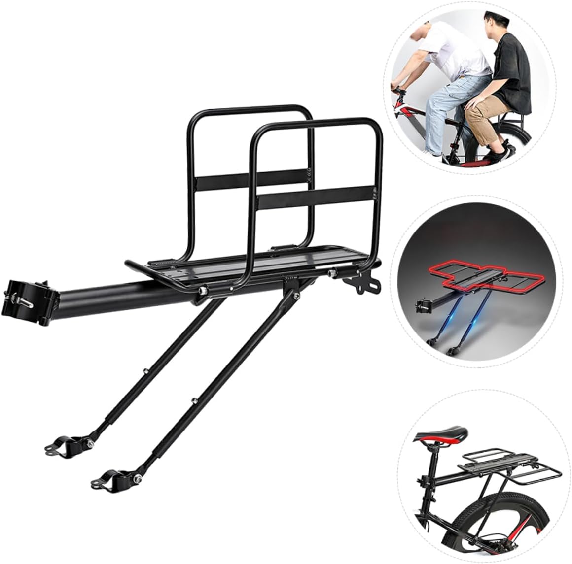 1Pc Durable Bike Cargo Rack Sturdy Rear Bike Rack Easy to Install Remove Lightweight for Mountain Bikes and Commuting