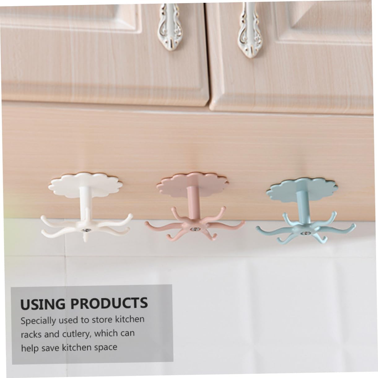 Mikinona Rotatable Wall Hooks 4 Pack ABS 360 Degree Rotating Organizer image 4