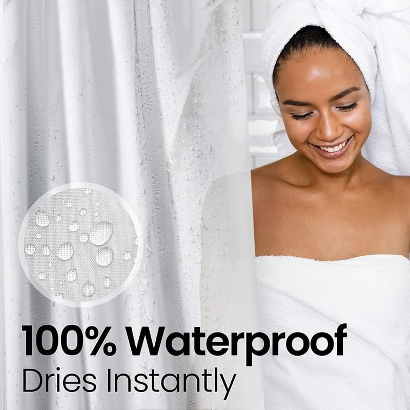 Image of LiBa Bathroom Shower Curtain Waterproof Plastic Shower Curtain Premium PEVA Non-Toxic with Rust Proof Grommets Clear 8G Bathroom Accessories 72x72 (Pack of 3)