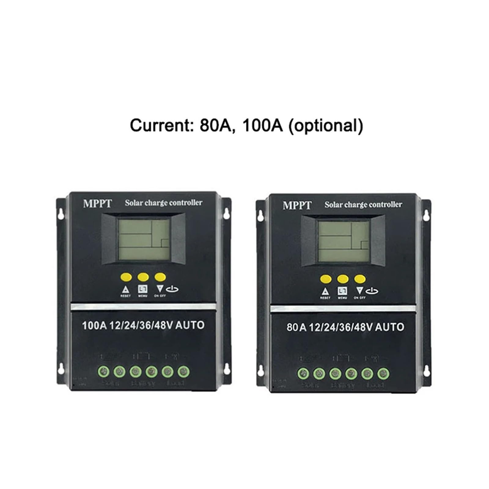 Regolatore di Carica Pannello Solare, Regolatore di carica solare 100A/80A MPPT/PWM 12V/24V/36V/48V Strumenti di controllo automatico Caricabatteria solare fotovoltaico con display LCD e doppia USB(80