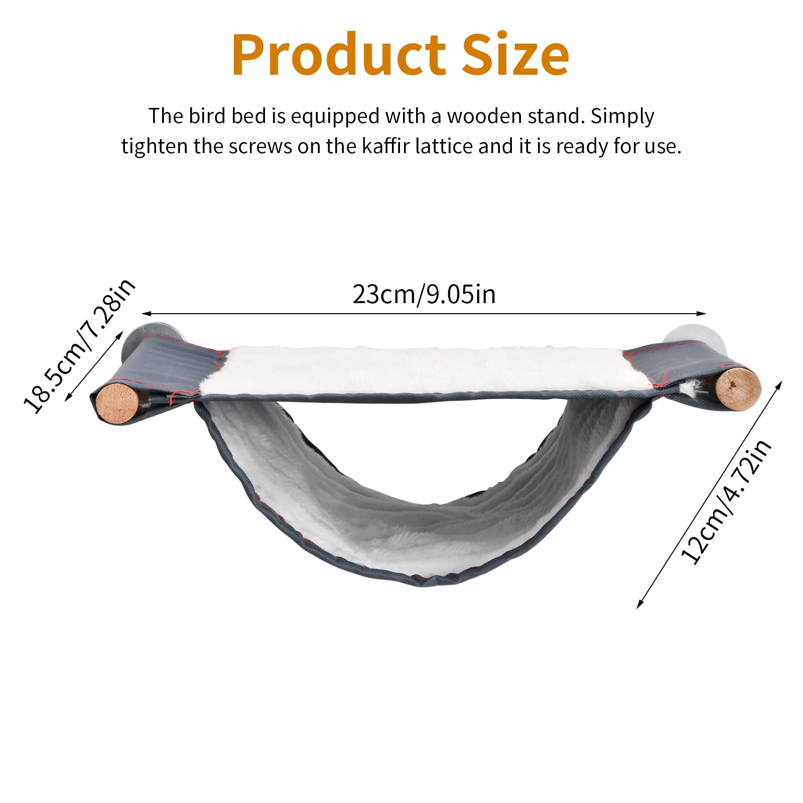 Hanunalir Winter Warm Bird Nest Bed, Parrot House Hammock, Tent Small Animal Hanging Bed, Bird Cage Accessories (L, 23x18.5x12cm, Gray) - Image 2