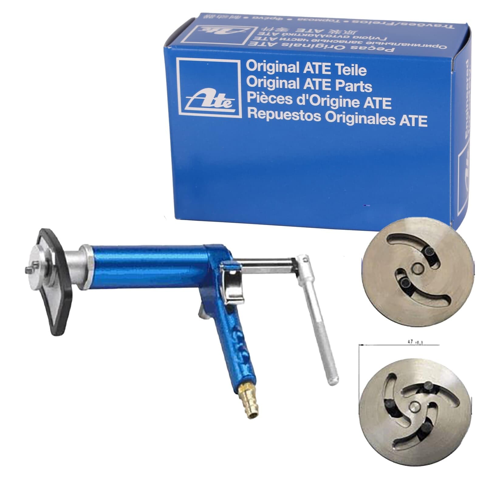 ATE 03.9314-4960.3 Kit herramientas giro/retroceso émbolo pinza de freno con adaptador neumático