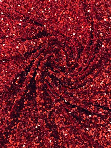 58" Wide Sequins Stretch Velvet Fabric | Spandex Velour for Apparel, Costumes, Scrunchies, Events, Dance Wear, Party Decor, Crafts, Upholstery, and DIY Projects