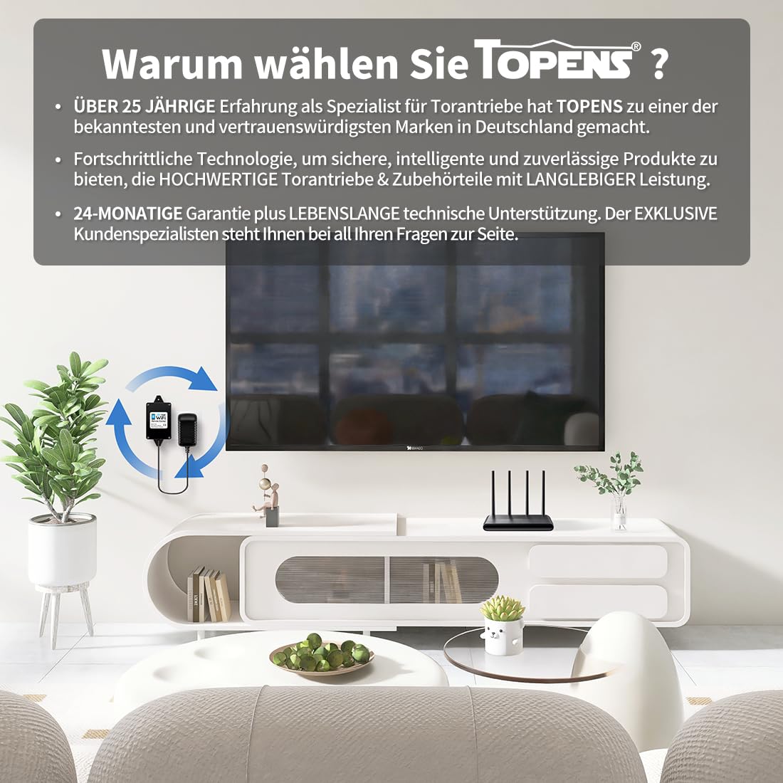 TOPENS TC196 Tuya WiFi Fernbedienung mit Smartphone Zugangskontrolle für automatische Drehtorantrieb Garagentorantrieb Schiebetorantrieb mit iOS & Android App WiFi & Bluetooth Torsteurung Sicherheit