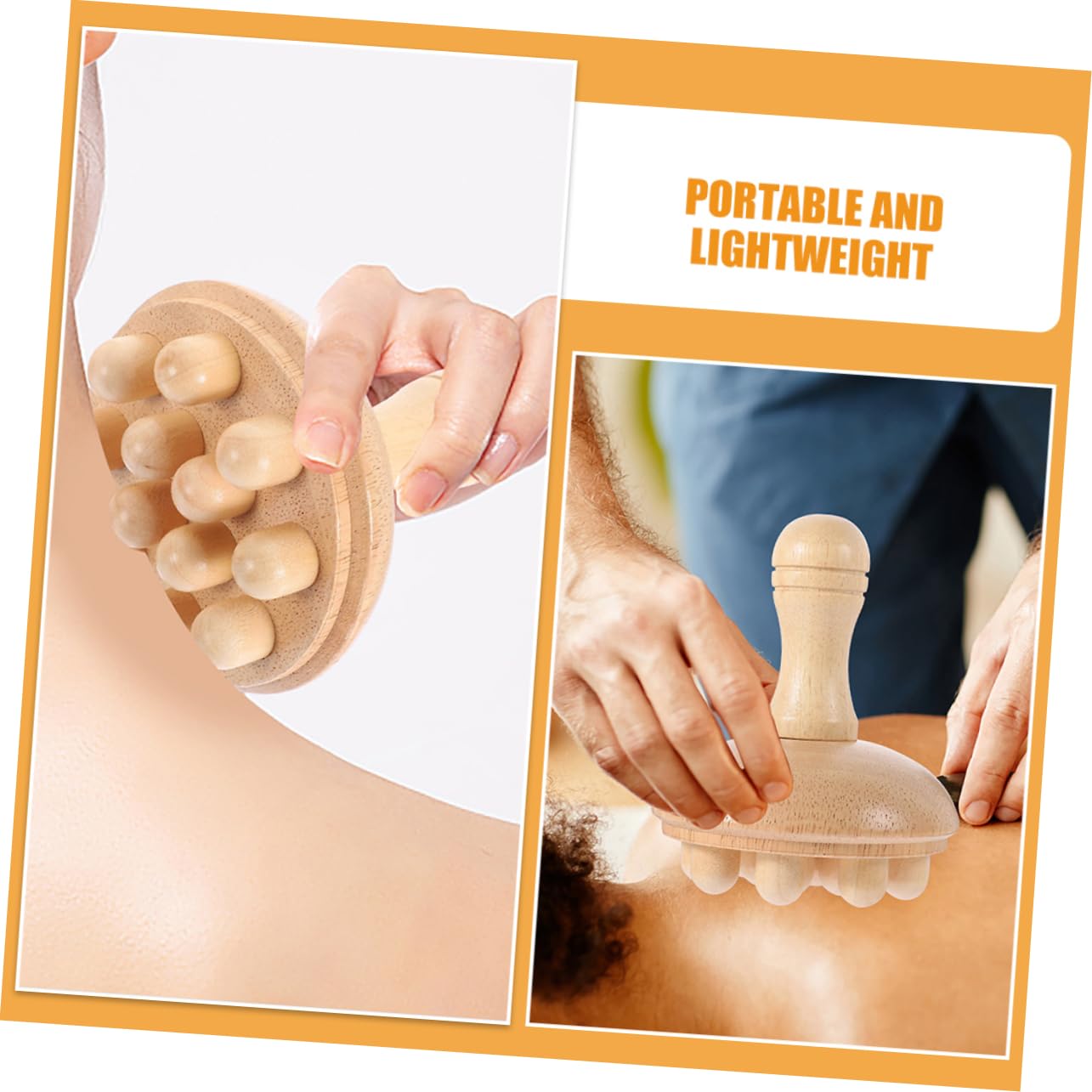 Pack Massagekamm aus Gummibaumholz, Runde Form für Kopfhautmassage