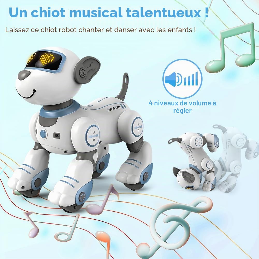 VATOS Robot chien enfant jouet télécommandé - Toucher interactif et suivi - Chien robot avec 17 fonctions - Danse programmable - Musique RC - Jouet pour fille de 3 à 12 ans