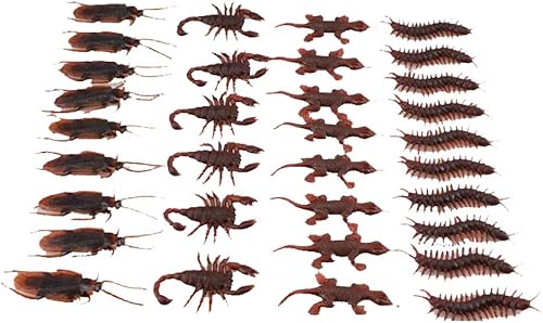 YPY Juguete de broma de insectos falsos de plástico, ciempiés, gecko, escorpión, cucaracha, herramienta de truco, juguetes de broma para Halloween y
