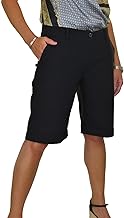 icecoolfashion Womens Stretch Shorts with Pockets Above Knee Length Straight Leg Bermudas with Turn Up Cuffs