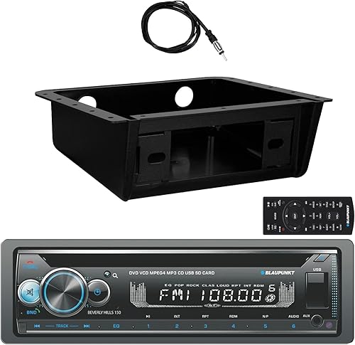 Blaupunkt Hamburg - Receptor estéreo de radio estéreo con Bluetooth USBAUX AMFM con kit de montaje de instalación bajo el tablerosobrecarga, antena