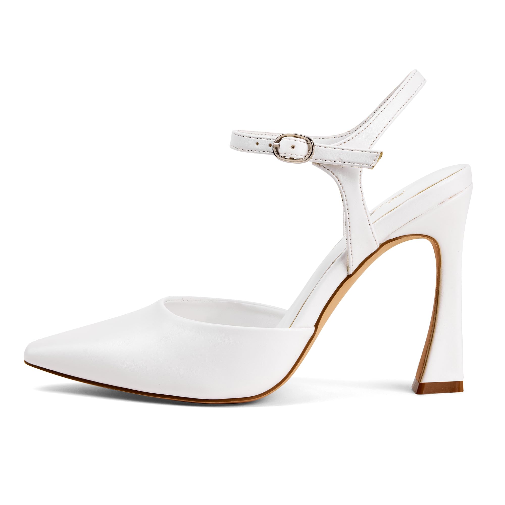 Zhabtuc Zapatos de Salón Mujer Sexy Stiletto Tacón 10 cm Punta Cuadrada Puntiaguda Correas Correa de Tobillo Ajustable Cómodos