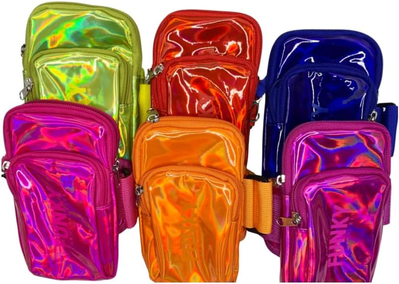 Generic Holographic Arm Bag |Festival Bag Outdoor Waist Pouch | Carnival Hiking Pack with Adjustable Straps (Orange)