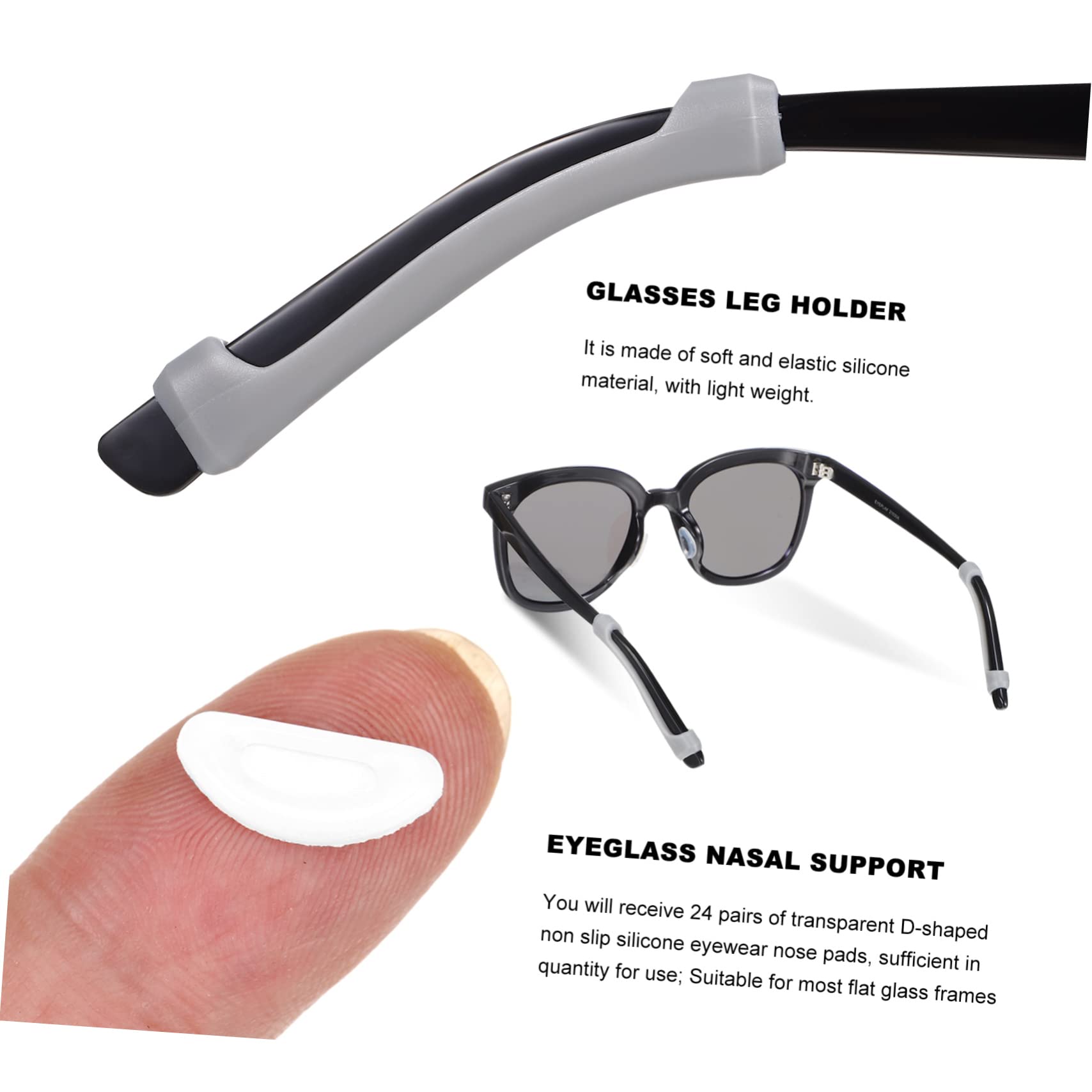 OSALADI 120paare Silikon Nasenpads Für Brillen Selbstklebende D-förmige Brillenpolster Mit Ersatz-ohrpolstern Transparent Für Sonnenbrillen Und Optische Rahmen