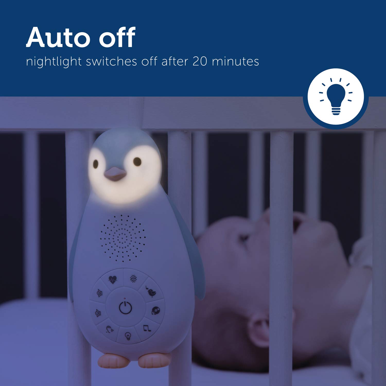 ZAZU Boîte a Musique Veilleuse Bluetooth Zoe Le Pingouin Gris