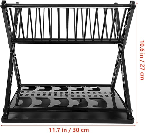 Miniatura 2 de Escurridor de platos de 2 niveles con escurridor, secadora de platos autodrenante para encimera de cocina, escurridor de utensilios de acero