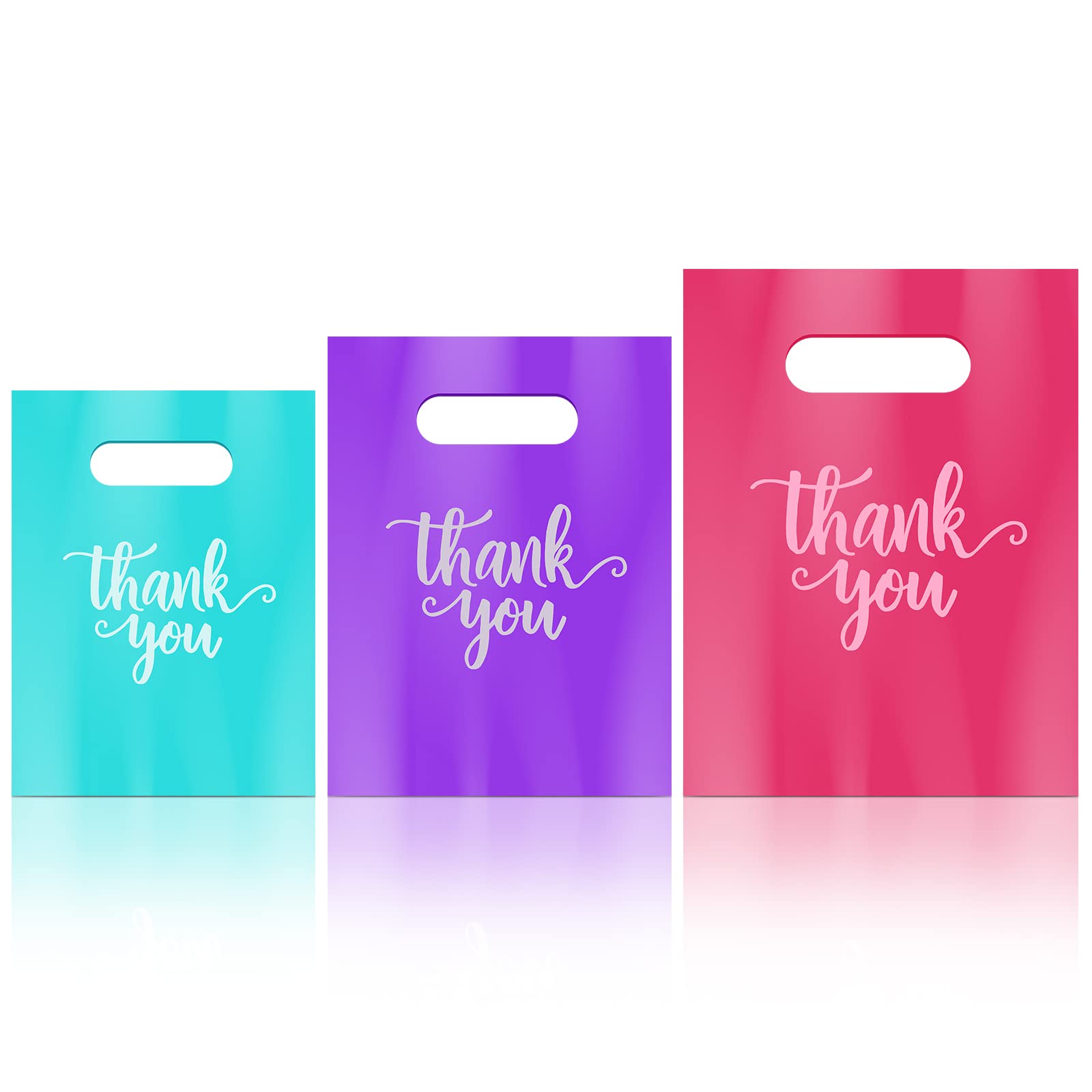 Eersida 200 Pcs Thank You Plastic Bags with Handles Die Cut Plastic Shopping Merchandise Bags Bulk 3 Sizes Retail Grocery Shopping Pack for Small
