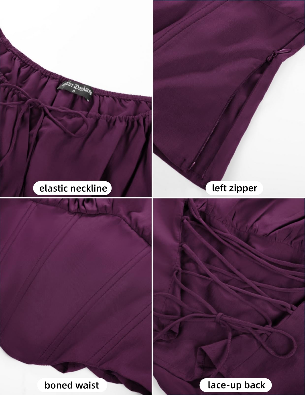Scarlet Darkness Korsett-Oberteile für Damen, elastischer Ausschnitt, Renaissance-Hemd, Bauernbluse