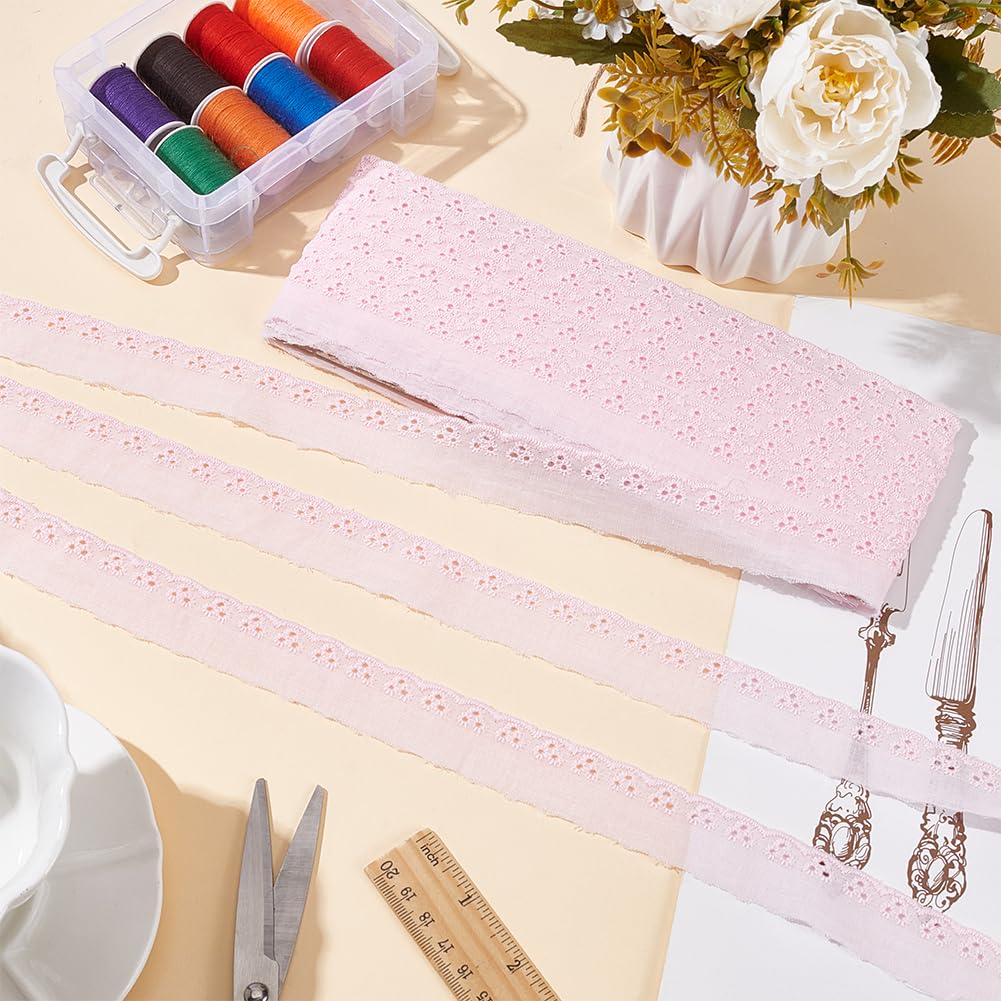 FINGERINSPIRE Cinta De Encaje De Algodón De 23 Cm – Ribete Floral Con Ojales Para Vestidos Y Manualidades (2.7m)