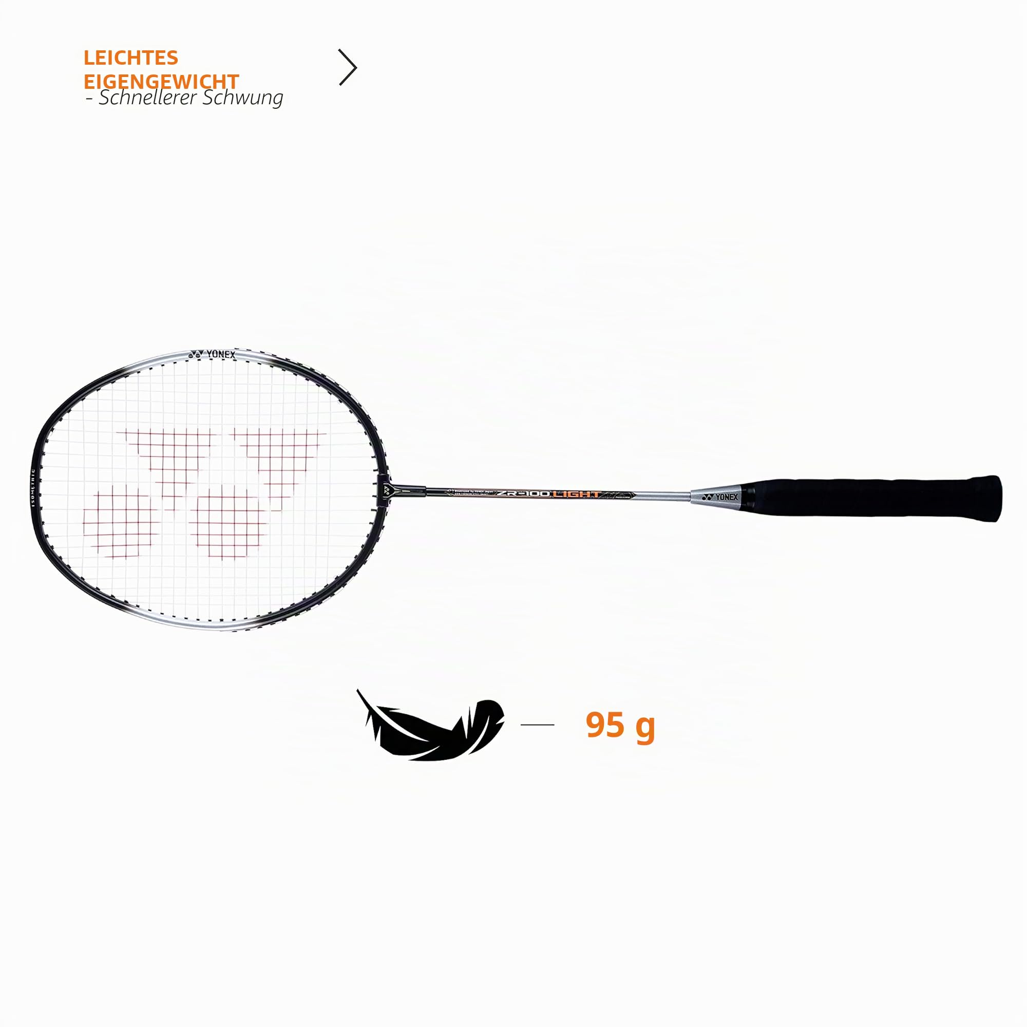 YONEX ZR 100 Badmintonschläger mit kompletter Abdeckung, leichtes Aluminium-Mischgewebe, 2 Stück