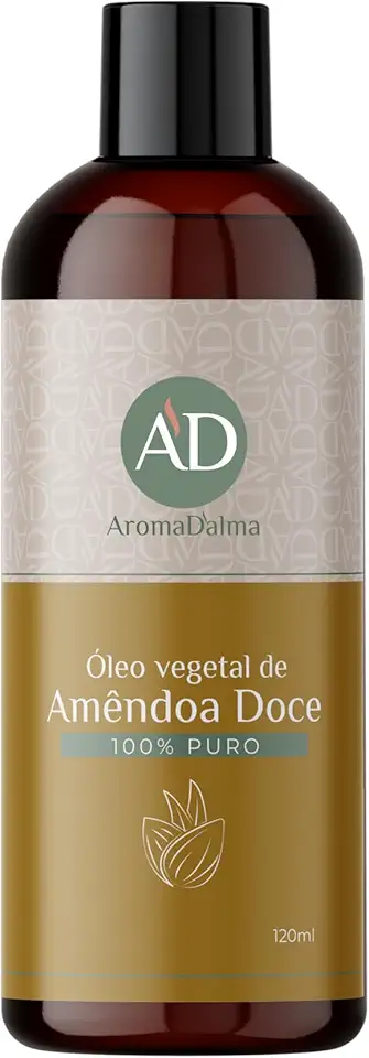 Óleo Vegetal de Amêndoa Doce - Prensado a Frio, 100% Puro e Vegano | Alto Poder De Hidratação Para Corpo, Rosto e Uso em Bebês | Indicado Para Todos os Tipos de Pele | 120 ml - Aroma D’alma