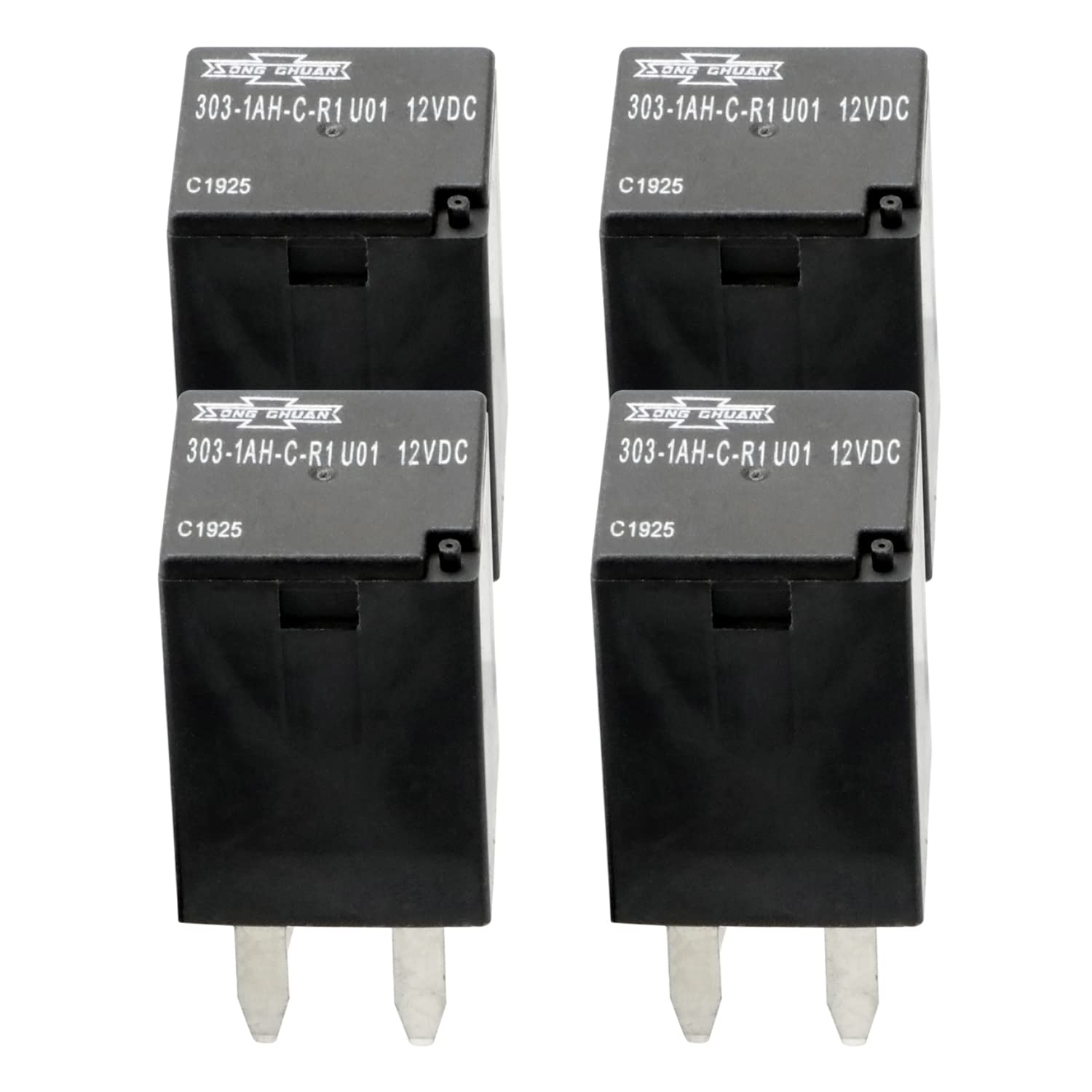 4 Pack Automotive Purpose Relays 303-1AH-C-R1-U01-12VDC Ultra Micro ISO Relay SPNO 20A for Polaris RZR Slingshot Ranger Sportsman Cooling Fan Relay