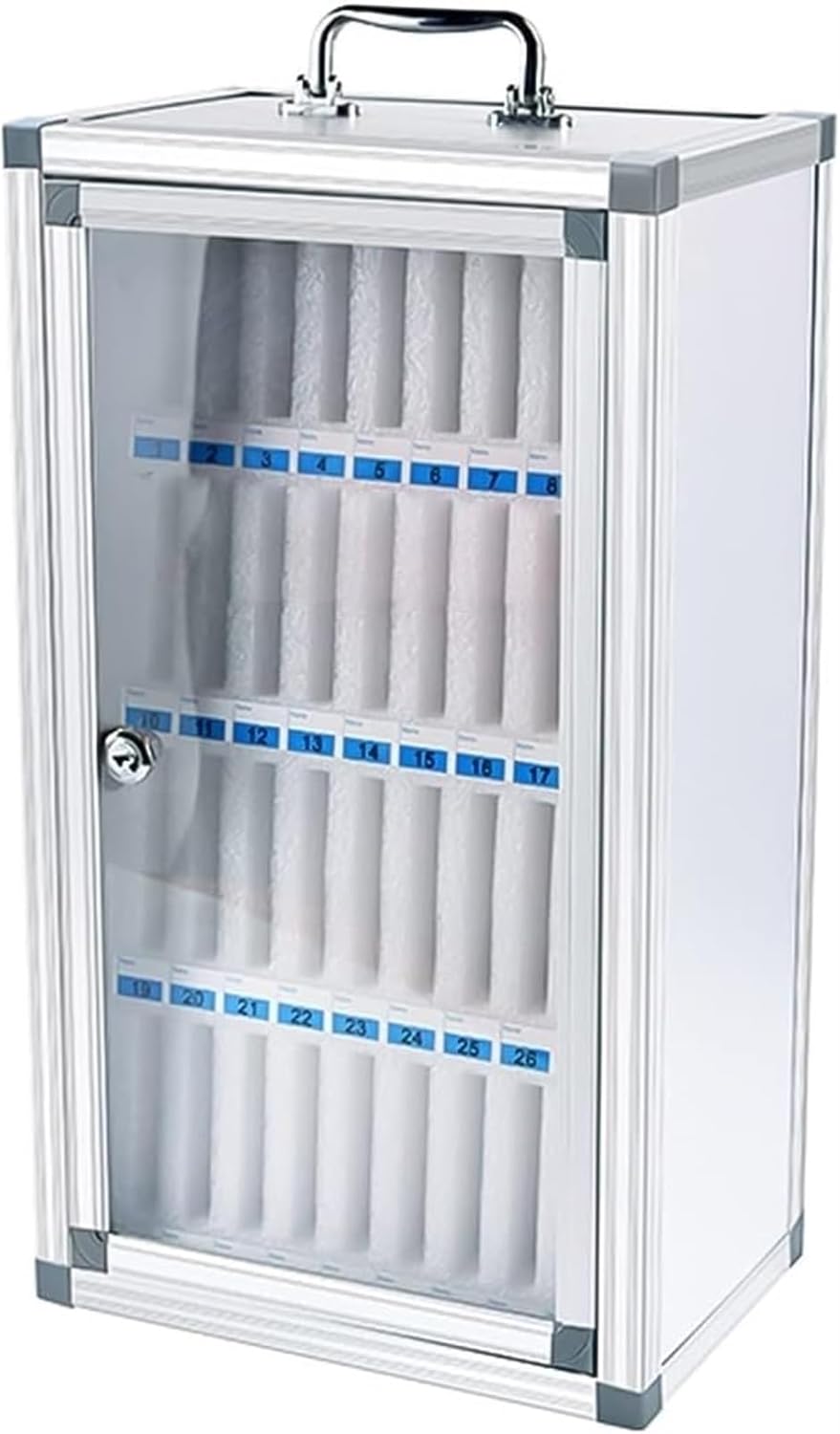 Secure Wall-Mounted Cell Phone Locker Box, Lockable Storage Cabinet with Soft Lining, Portable Handheld Design for Safe Phone Storage (48 Slots)