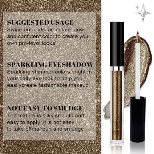 Image of SUAKE Liquid Sparkling Glitter Eyeshadow Stick Pack - High Pigment Shimmer Metallic Eye Shadow, Long-Lasting, White Blue Black Gold Purple Bold Colors,Quicking-Dry (11#-Smoky, Pack of 1)