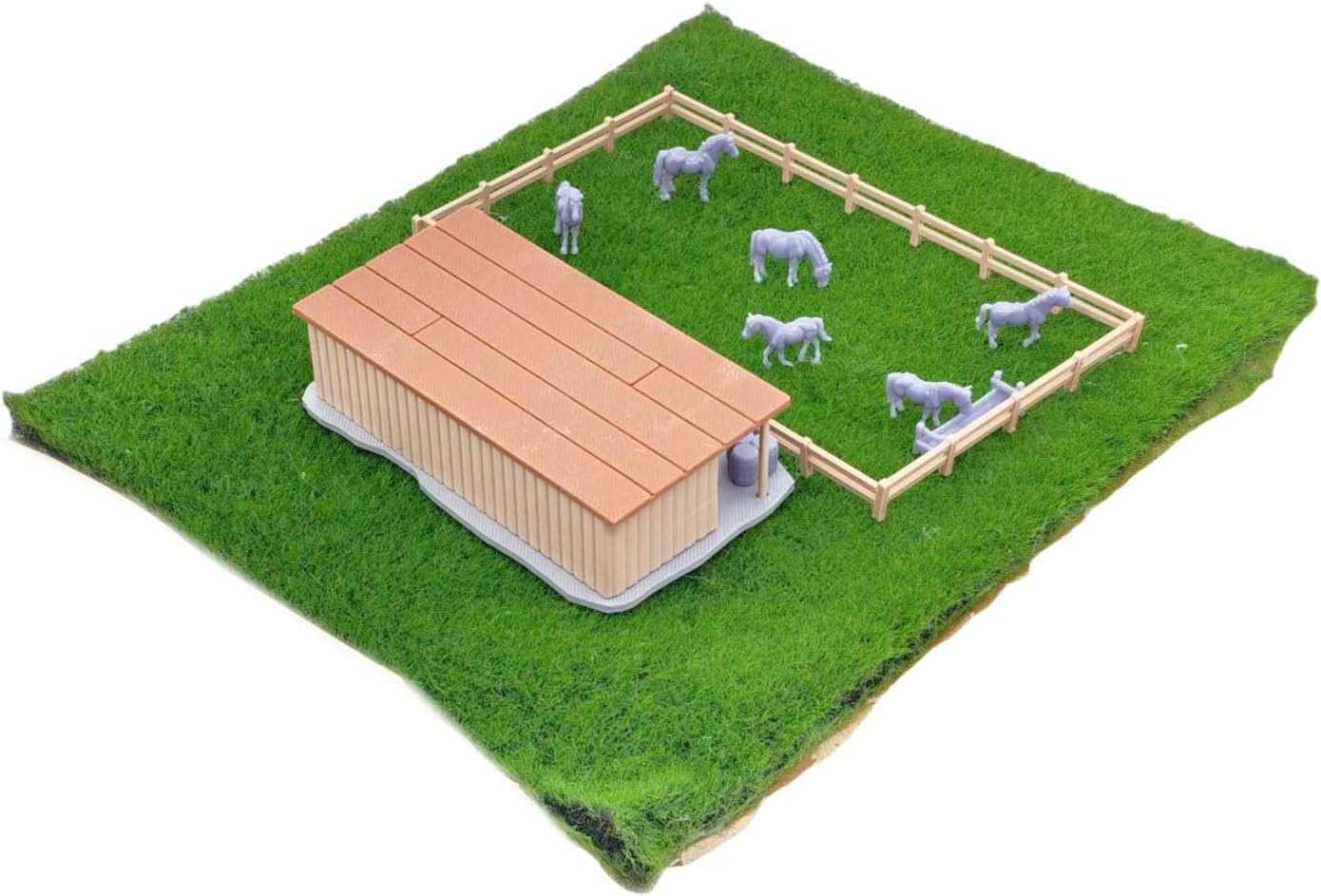 Outland Models Miniatures Small Country Stable w Horses and Grass 1:87 HO Scale
