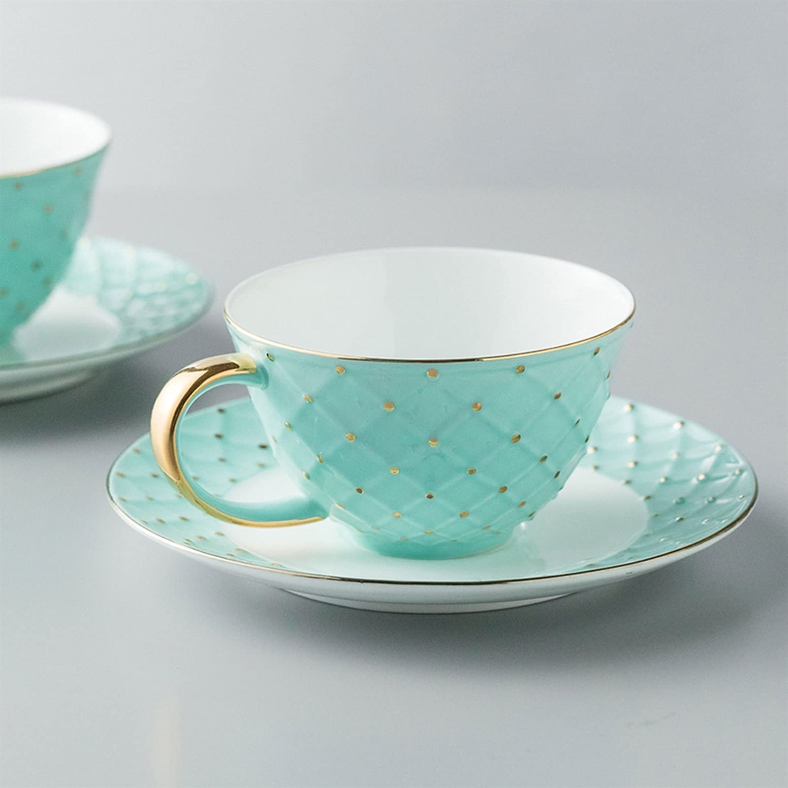 Kubek do kawy, filiżanka do herbaty filiżanki do espresso z porcelany kostnej - 6,1 uncji Demitasse filiżanki i spodki porcelanowe filiżanki do cappuccino (A)