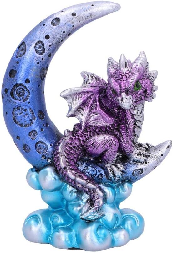 Nemesis Now Purple Crescent Moon Dragon Figurine 11.5cm – Fantasy Dragon Ornament – Hand-Painted Resin Collectible