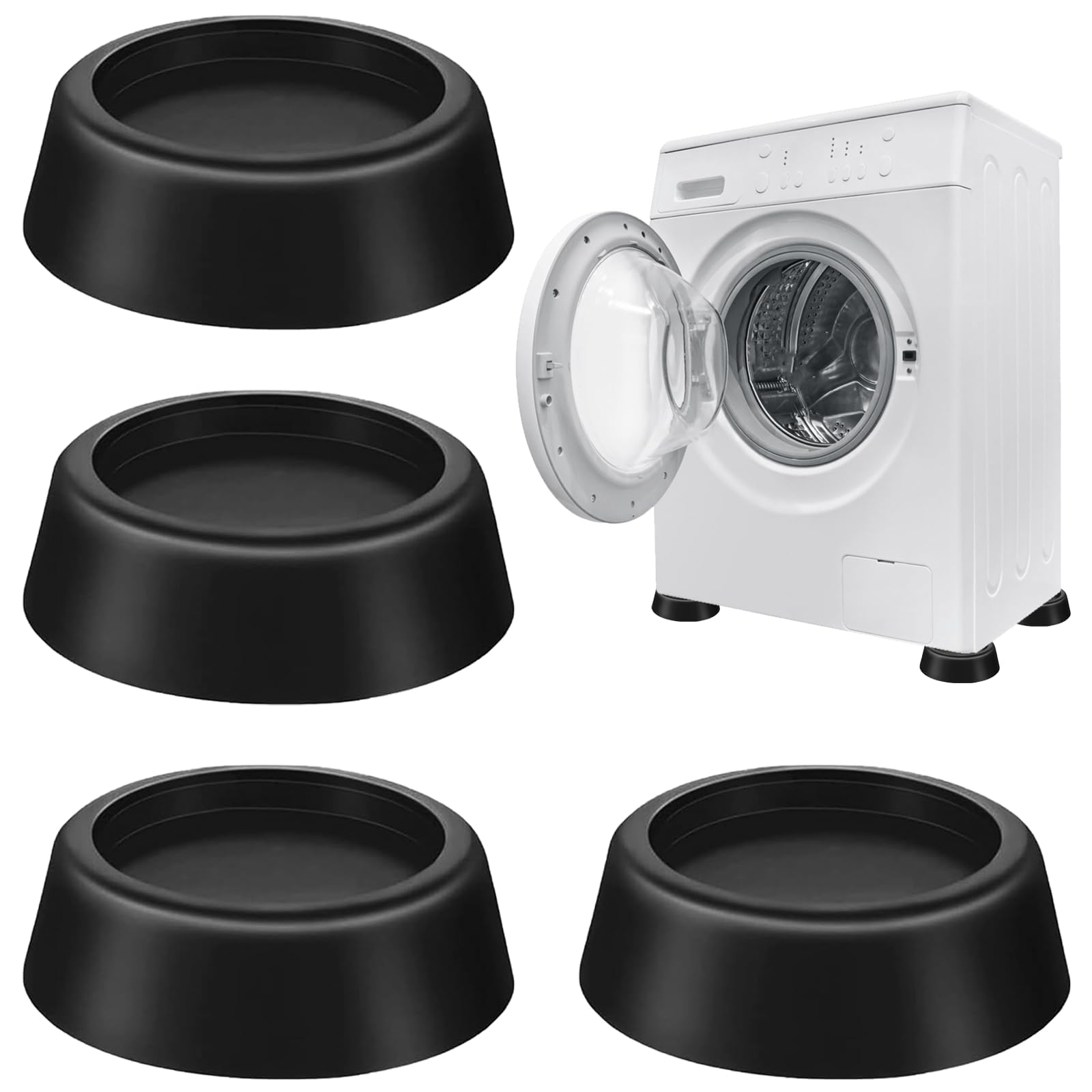 NALACAL 4-Pack Anti-Vibration Pads for Washing Machine, Support Stand Mat, Rubber Shock Absorber for Washer and Dryer, Appliance Stabilizer Feet, Easy Install, Noise Reduction, Floor Protection
