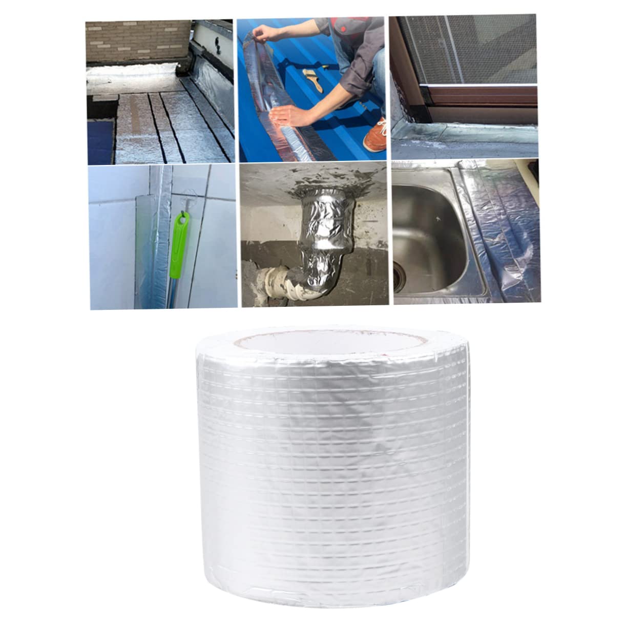 PRETYZOOM Butyl Rubber Repair Tape Sill Repair Tape for Home and Roof Silver Foil with Strong Adhesive and Low Temperature Resistance