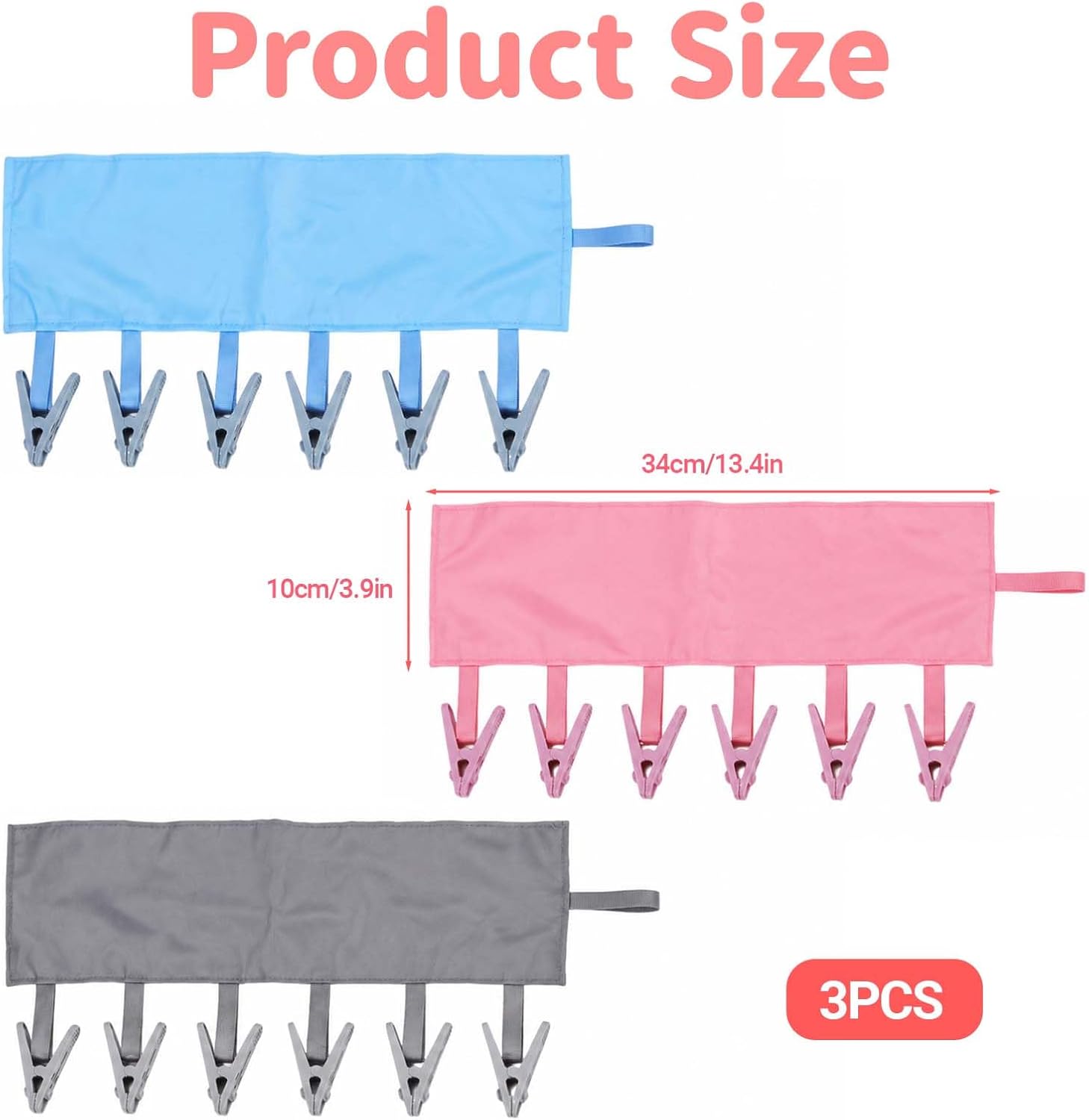Portable Folding Travel Hangers with 6 Clips for Drying, 3 Pack image 2