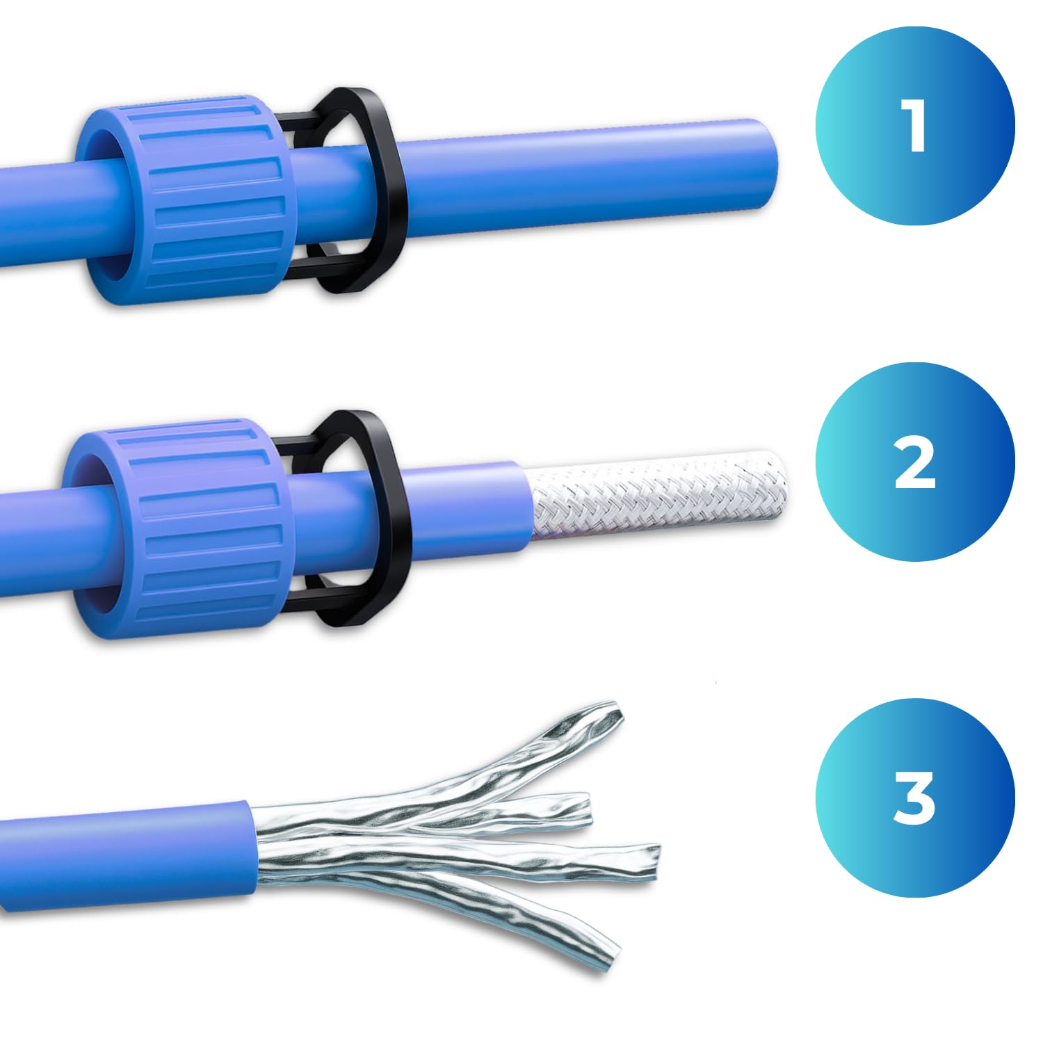 Lot de 10 fiches RJ45 CAT 8 – Fiche réseau sans outil pour Ethernet, câble de pose et câble réseau | Compatible Gigabit, STP blindé, 40 Gbit/s, contacts plaqués or