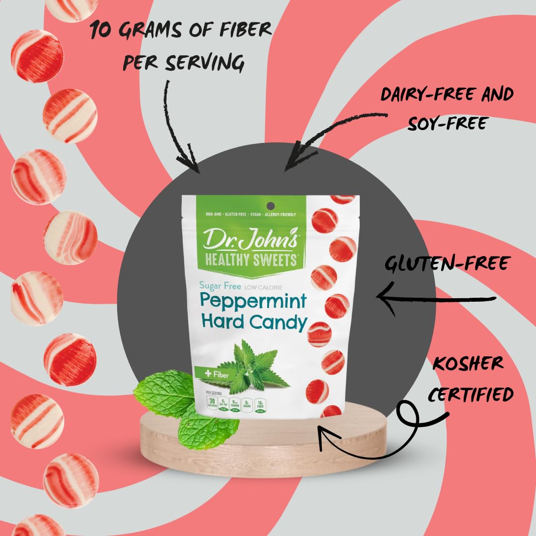 Dr. Johns Sugar Free Candy Healthy Hard Candy with Zero Sugar Low Calorie Snacks Keto Friendly Vegan Gluten Free Peppermint 100 Count 1 LB product thumbnail 4