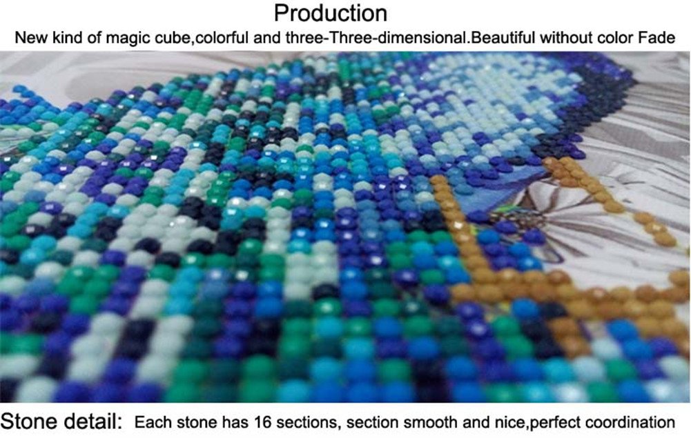 YEESAM ART Kit per pittura con diamanti 5D, kit per punto croce con mosaico a forma di fiore di prugna di cavallo bianco