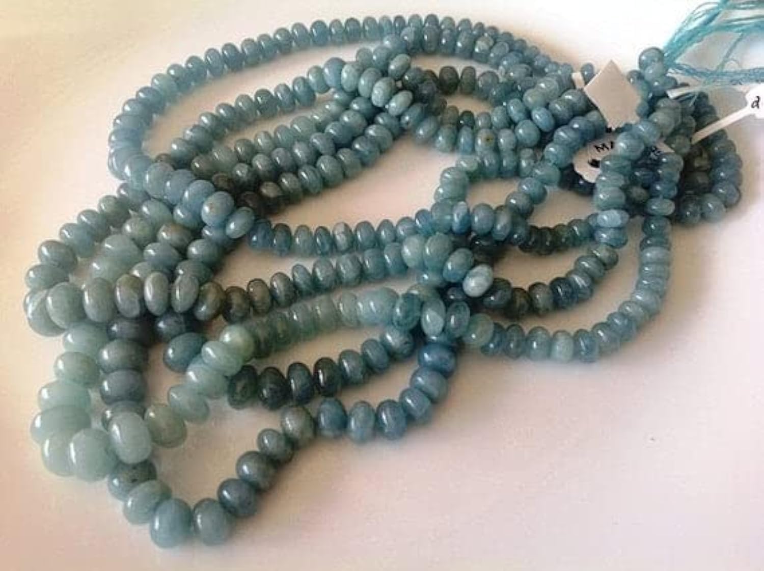 Perles d'aigue-marine rondelles lisses pour créer vos propres bijoux artisanaux