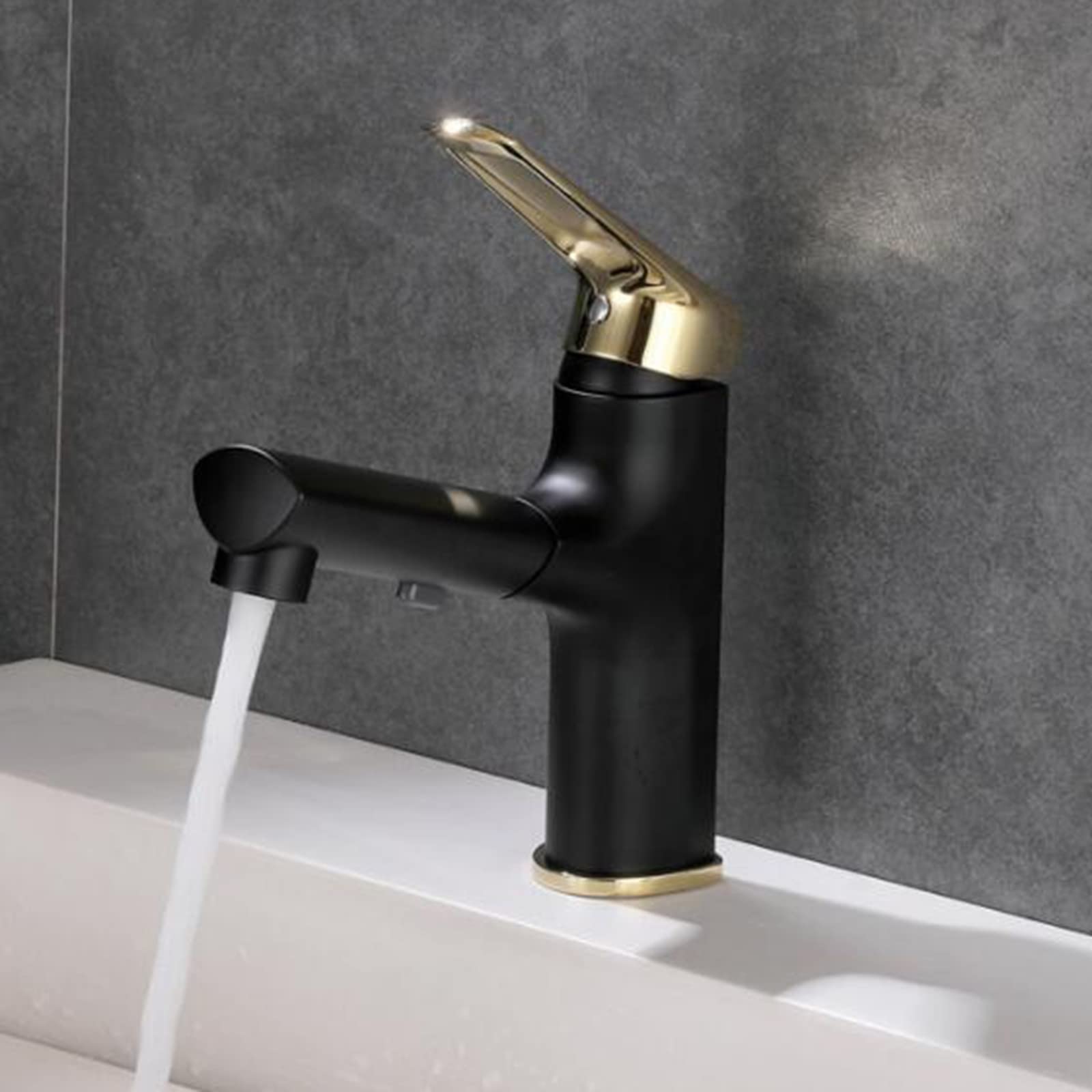 Robinet mitigeur monotrou en laiton massif sur pont pour vasque de salle de bain contemporaine