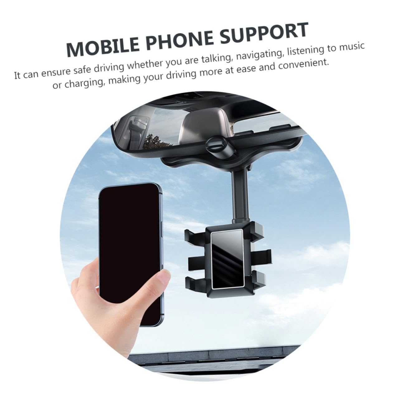 Supporto per Telefono da Auto a Clip, Porta Cellulare Stabile per Gps e Navigazione, Compatibile Cruscotto e Specchietto Retrovisore, per Uso in Sicurezza Durante la Guida