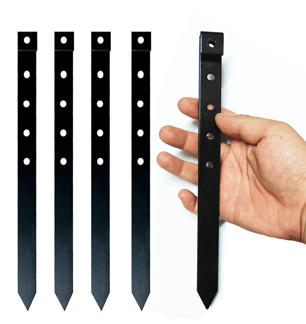 Photo 1 of 24 Pack 10 Inch Heavy Duty Metal Landscape Edging Stakes - Galvanized Spikes for Landscaping, Concrete Forms & Ground Anchoring?Bender Board & No Dig Edging