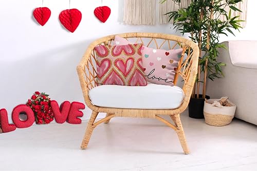 Miniatura 6 de Juego de 2 fundas de almohada para el día de San Valentín de 18 x 18 pulgadas, con corazones dorados bronceados, decoración del hogar, decoración de