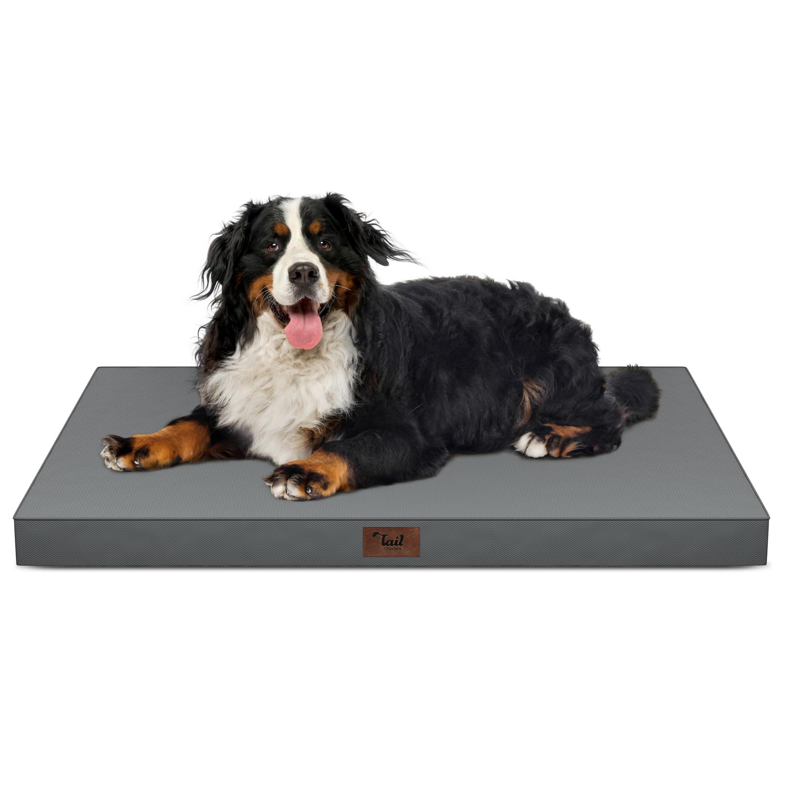 Outdoor Extra Large Dog Crate Bed, XXL Waterproof Dog Bed for Giant Breeds Dogs, 47x29 Inch Orthopedic Egg Crate Foam Pet Mat with Removable Cooling Cover, Grey