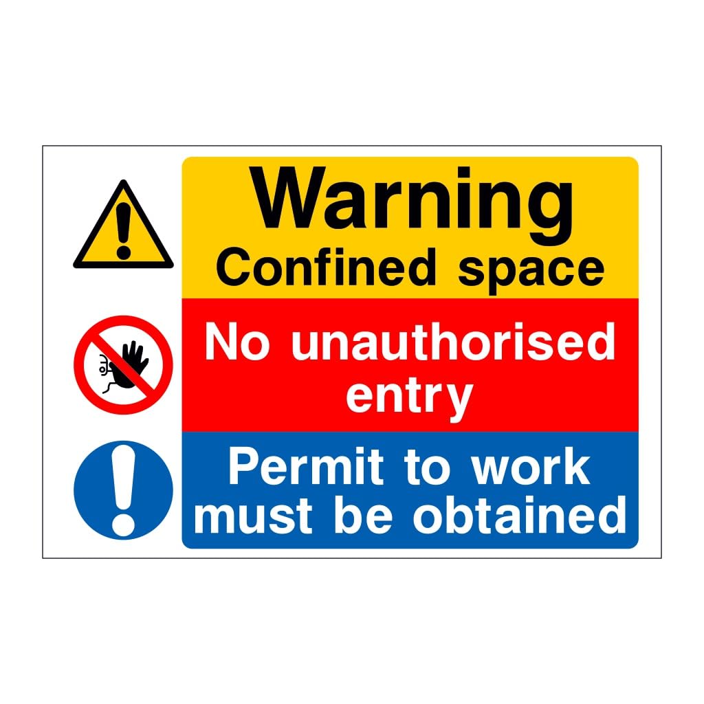 Warning confined space No unauthorised entry Permit to work must be obtained sign 8x12 Metal Tin Sign Garage Man Cave Wall Decor