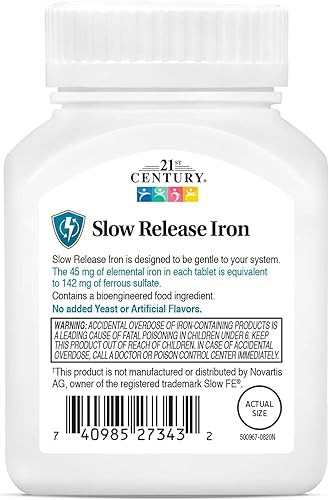 Miniatura 3 de 21st Century Tabletas de hierro de liberación lenta 60 ea (paquete de 12) - El embalaje puede variar