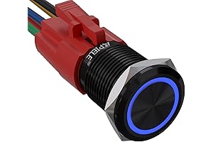 Bocatech Latching Push Button Switch, 12V DC On/Off, Black Shell with LED...