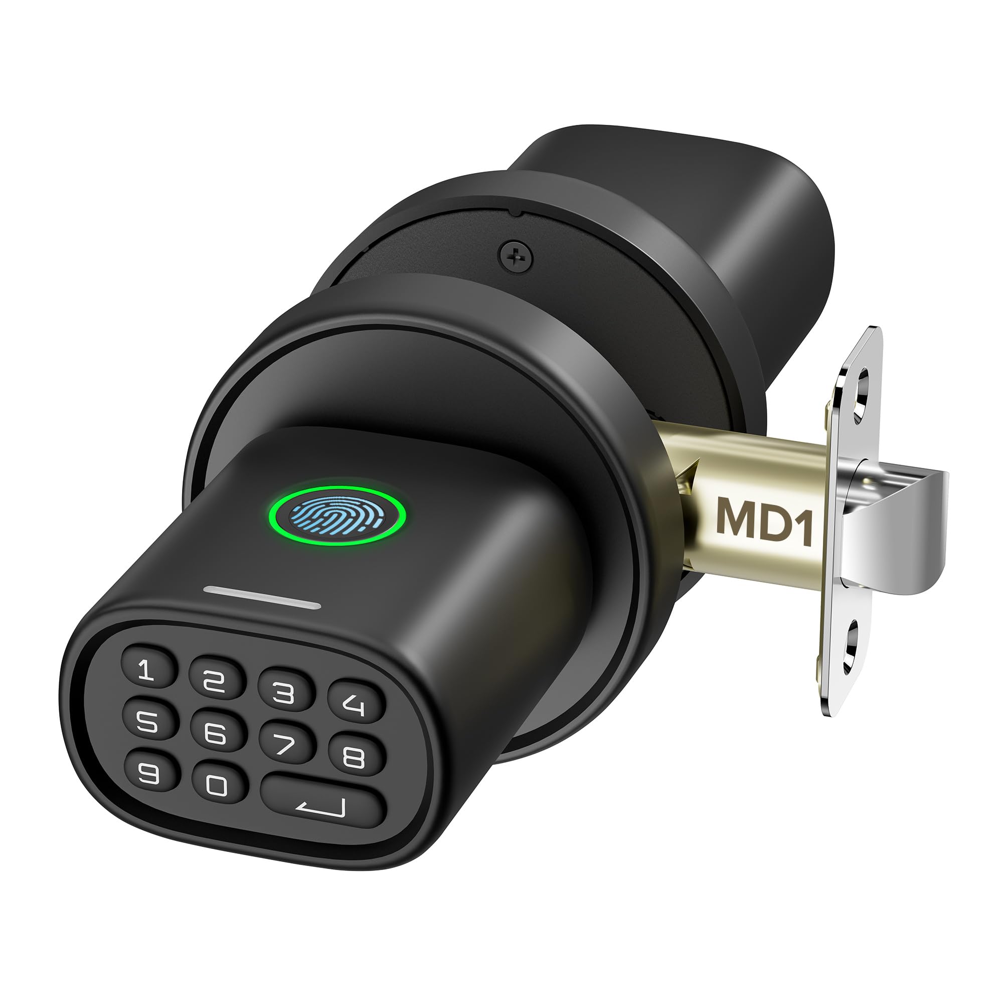 Photo 1 of ThorBolt Fingerprint Door Knob, Keyless Door Knob with Keypad Biometric Electronic Thumbprint, Auto-Lock for Interior Doors for Bedroom, Home, Office, Garage, 4xAA Alkaline (NOT Included), MD1 Black
