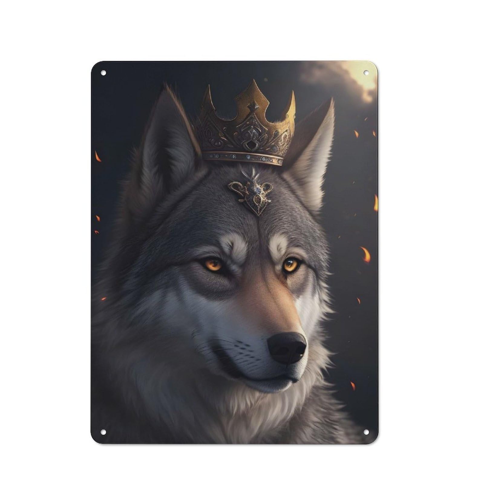 Junmoney Style-9 Vintage Metal Plaque 40X30cm Featuring Wolf King Funny For Home Bar Wall, A Metal Wall Feature For Home Bars And Entertaining Spaces